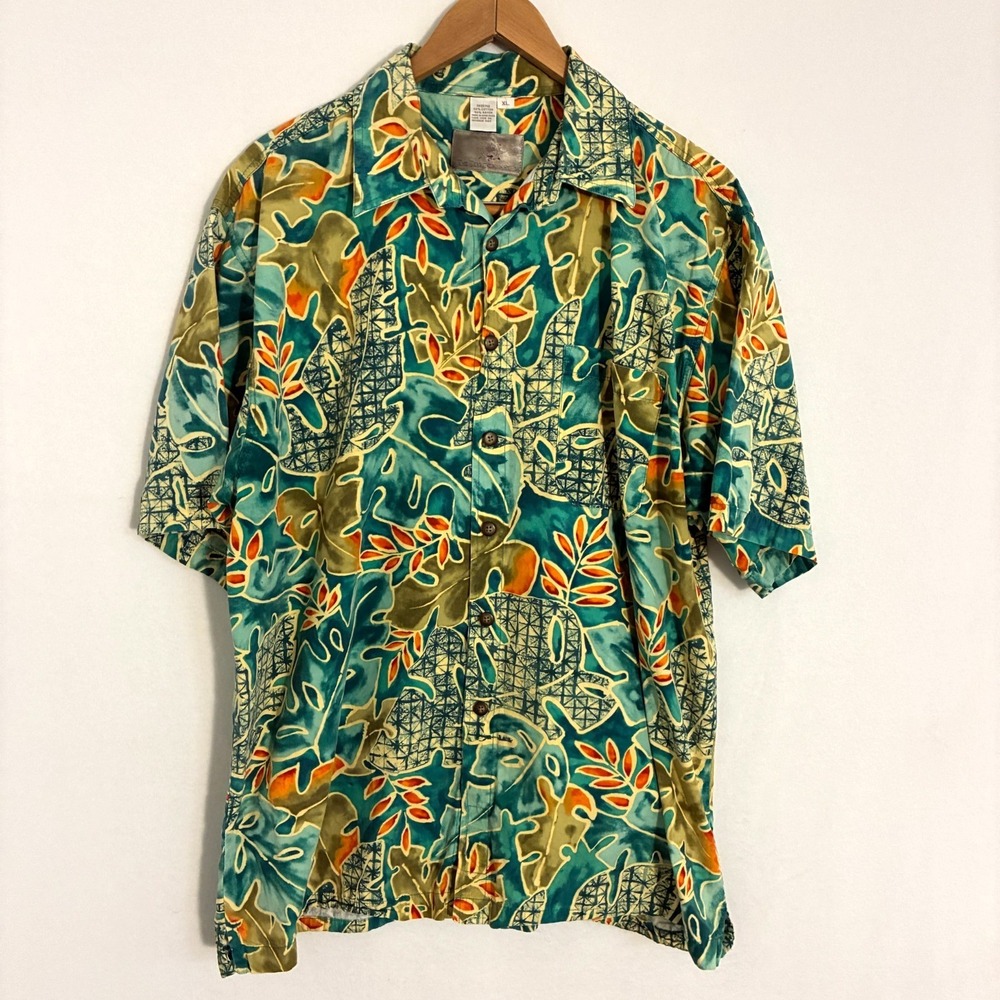 The Territory Ahead Camp Shirt Mens XL Tropical Palm Hawaiian Resort Floral
